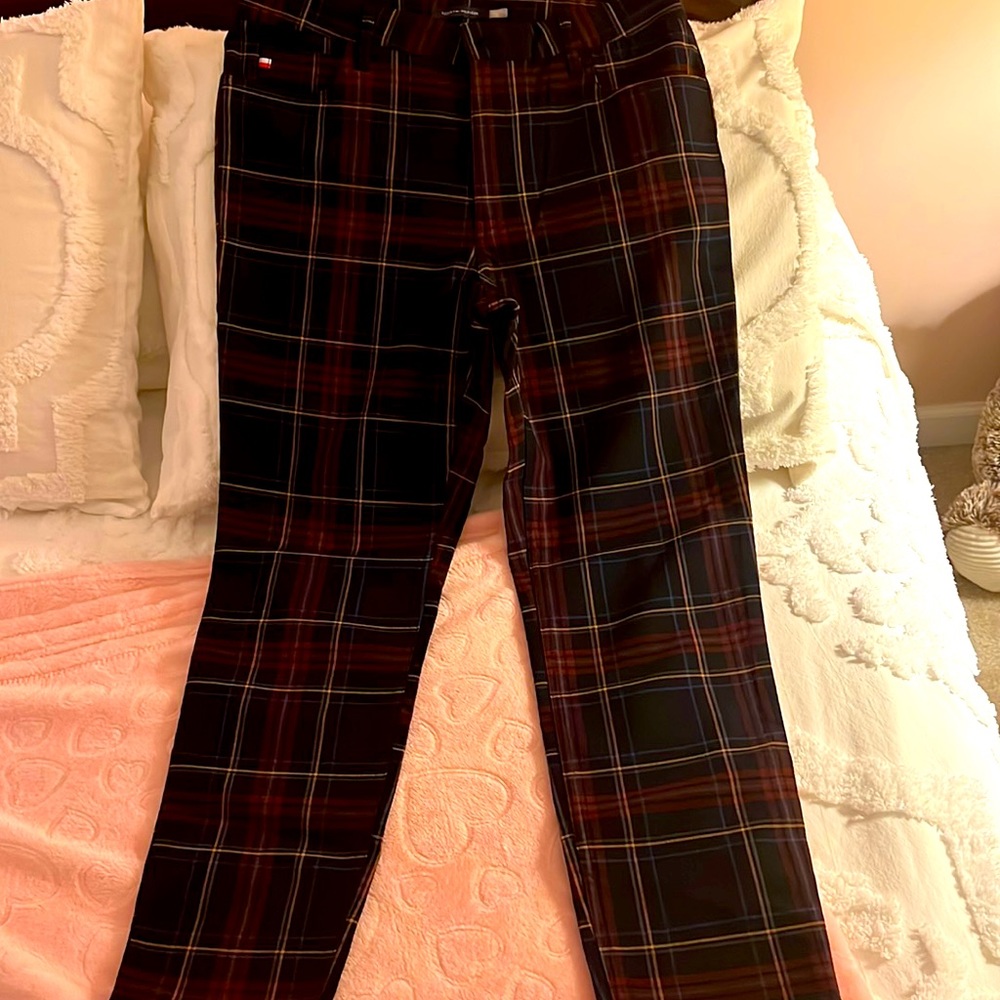 Women’s straight leg pants size 10 multicolor red blue gold black